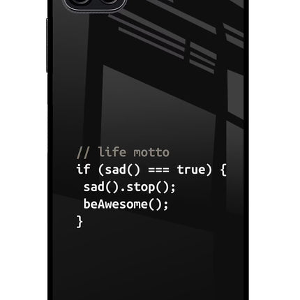 Life Motto Code Samsung F42 5G Glass Case Back Cover by Casekaro