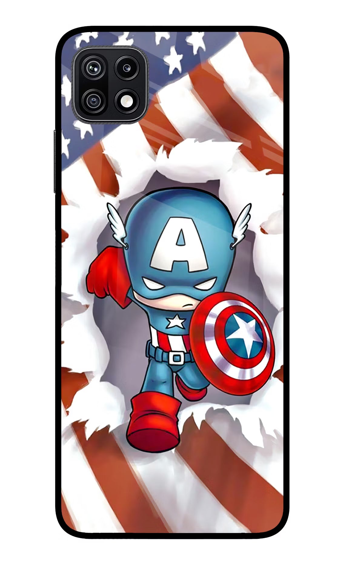 Captain America Samsung F42 5G Glass Case Back Cover by Casekaro