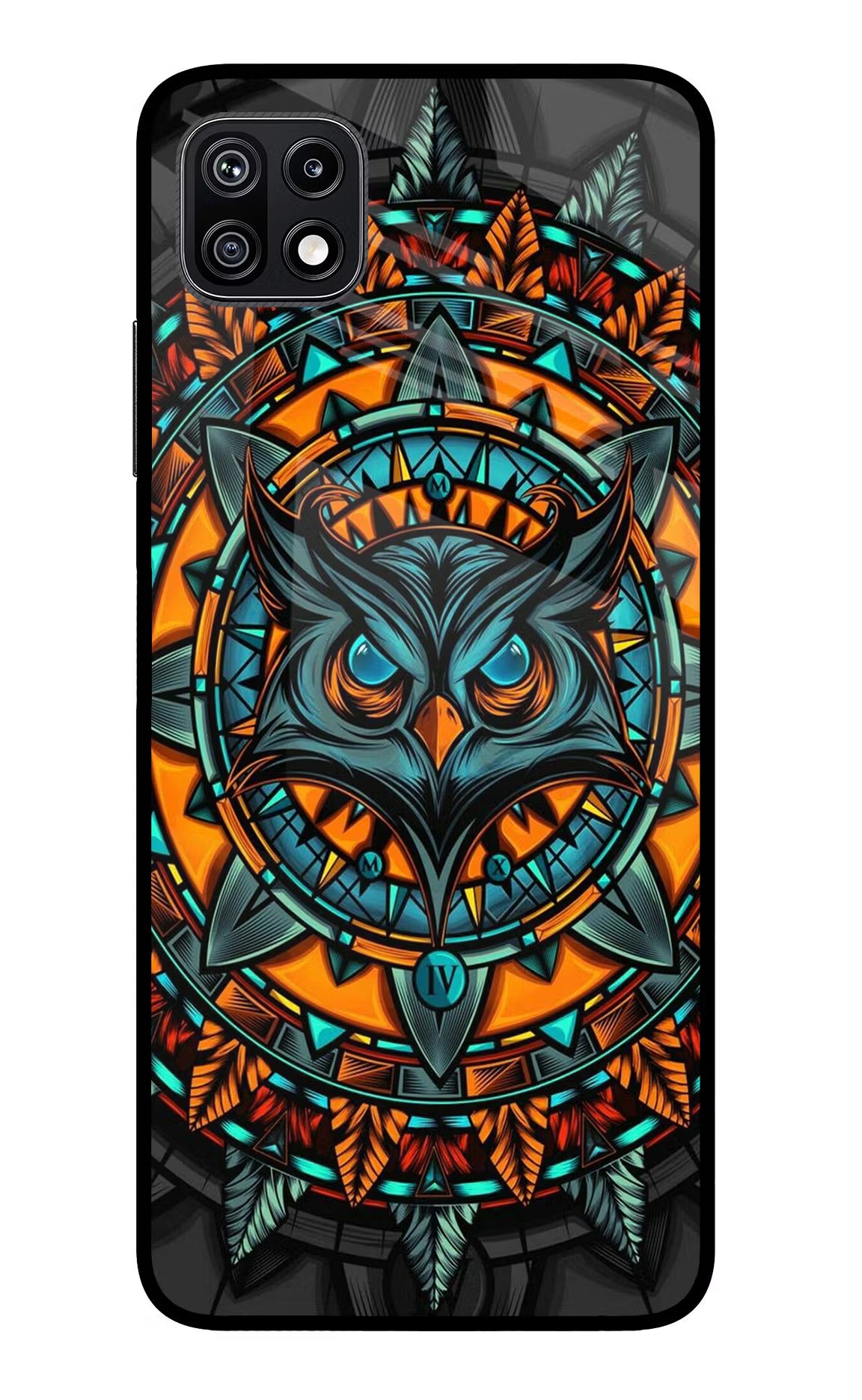 Angry Owl Art Samsung F42 5G Glass Case Back Cover by Casekaro