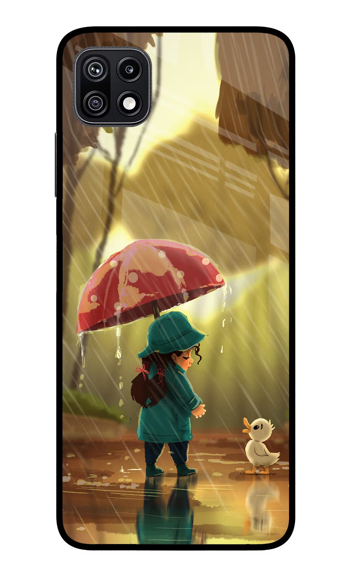 Rainy Day Samsung F42 5G Glass Case Back Cover by Casekaro