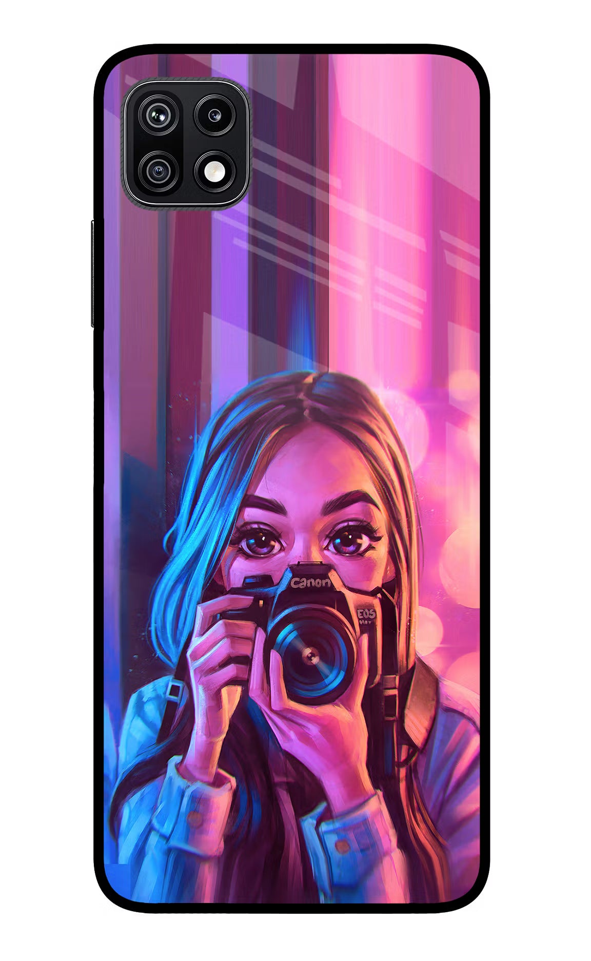 Girl Photographer Samsung F42 5G Glass Case Back Cover by Casekaro