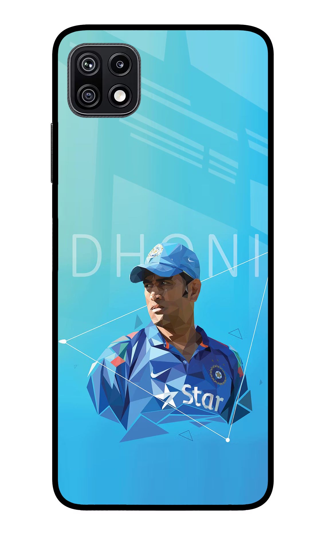 Dhoni Artwork Samsung F42 5G Glass Case Back Cover by Casekaro
