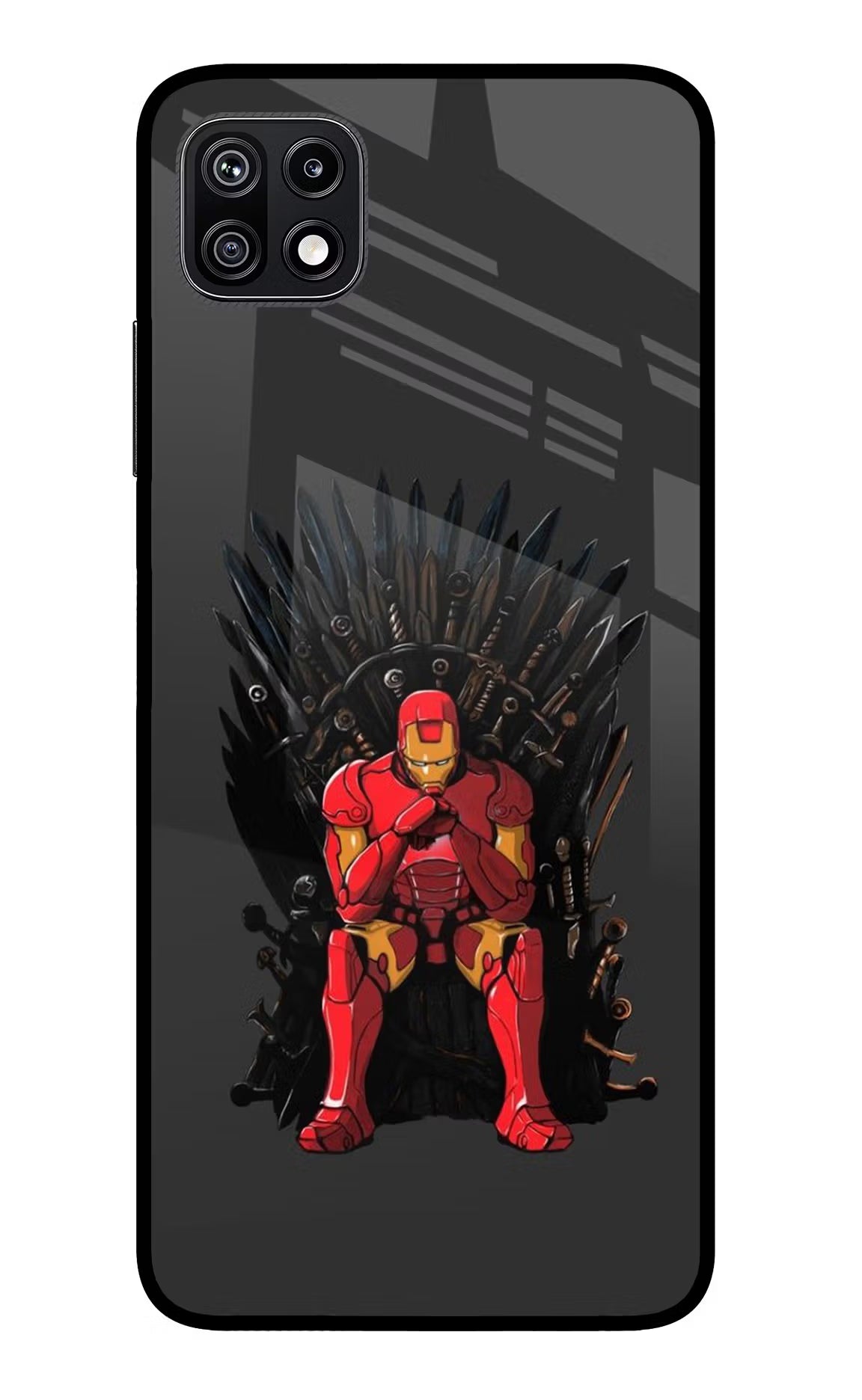 Ironman Throne Samsung F42 5G Glass Case Back Cover by Casekaro