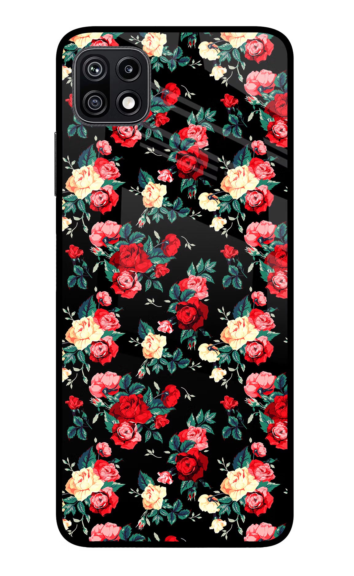 Rose Pattern Samsung F42 5G Glass Case Back Cover by Casekaro