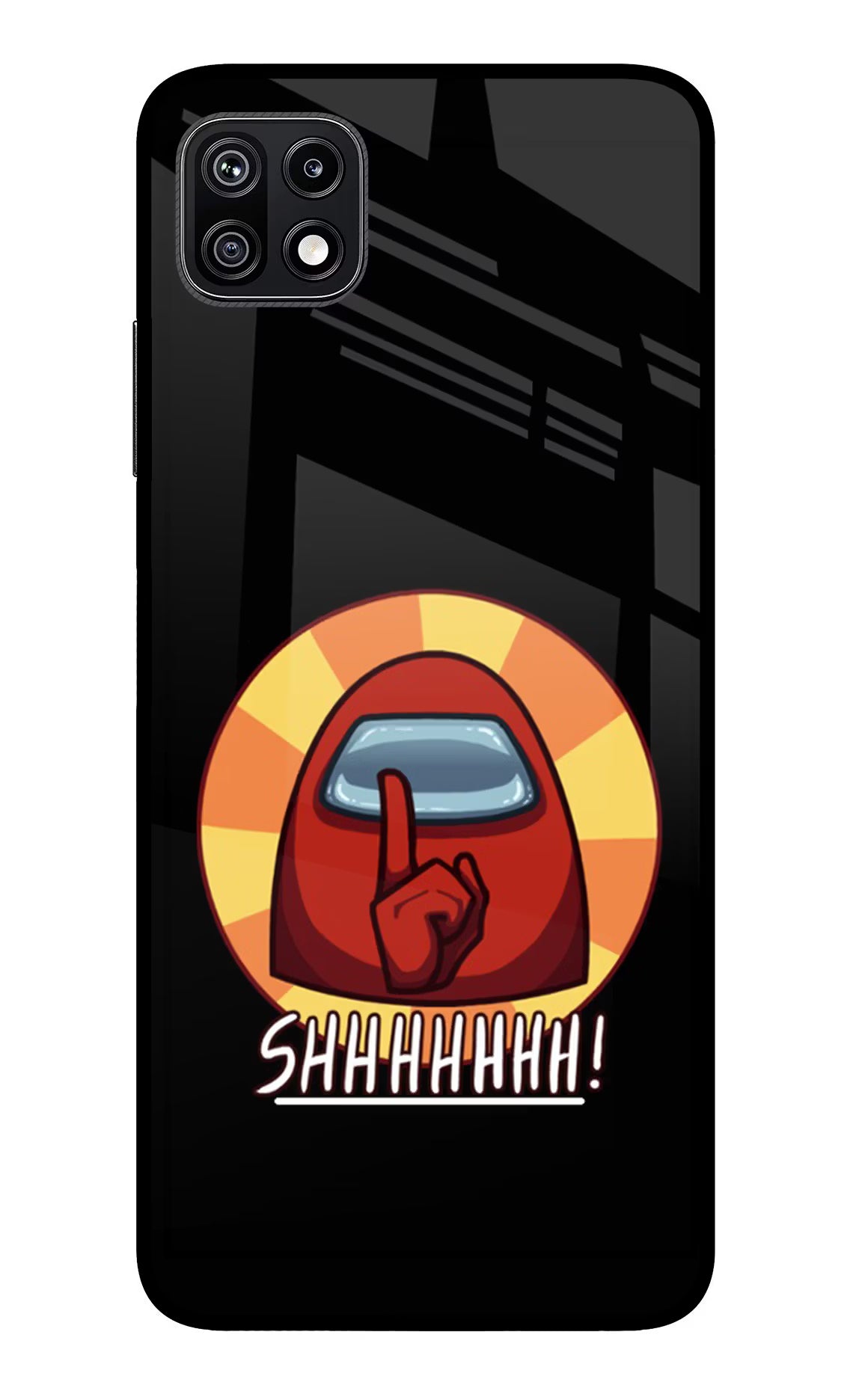 Among Us Shhh! Samsung F42 5G Glass Case Back Cover by Casekaro