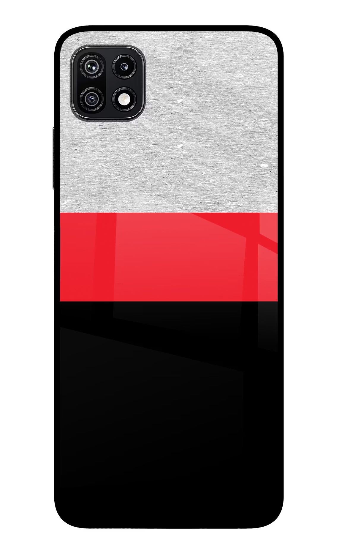 Tri Color Pattern Samsung F42 5G Glass Case Back Cover by Casekaro