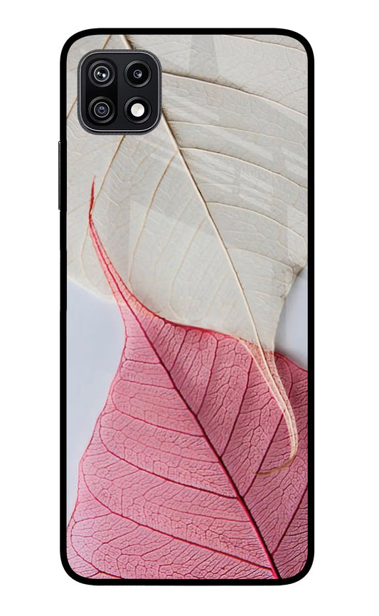 White Pink Leaf Samsung F42 5G Glass Case