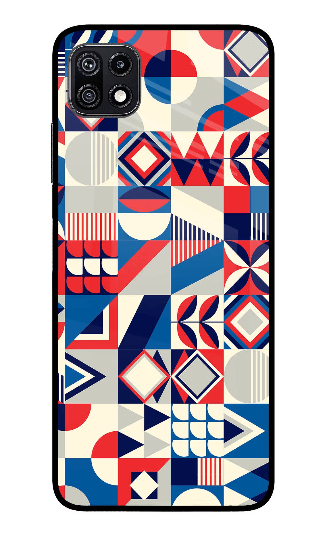 Colorful Pattern Samsung F42 5G Glass Case Back Cover by Casekaro