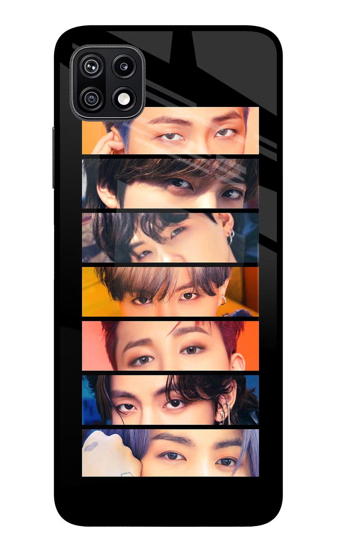 BTS Eyes Samsung F42 5G Glass Case Back Cover by Casekaro