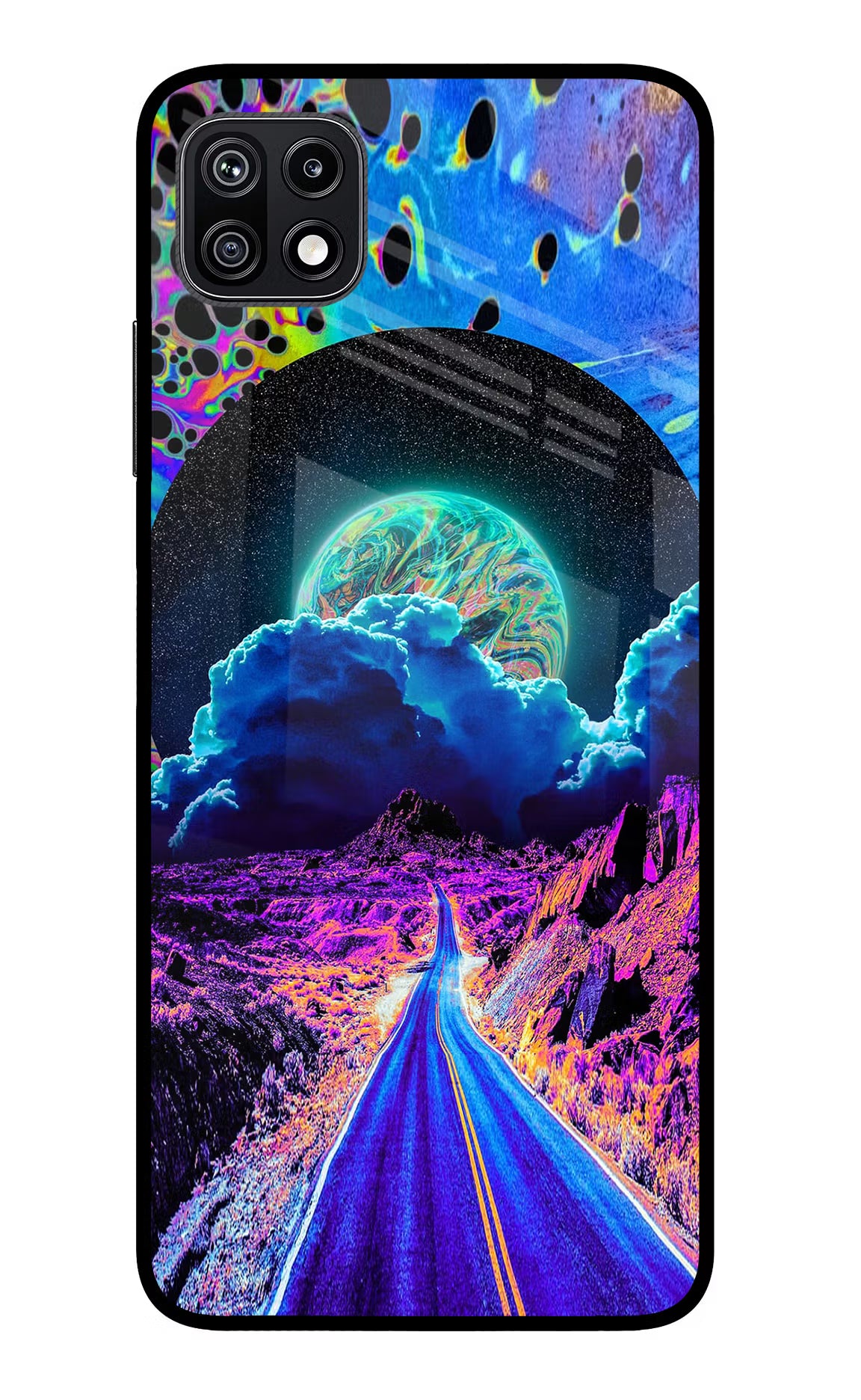 Psychedelic Painting Samsung F42 5G Glass Case Back Cover by Casekaro