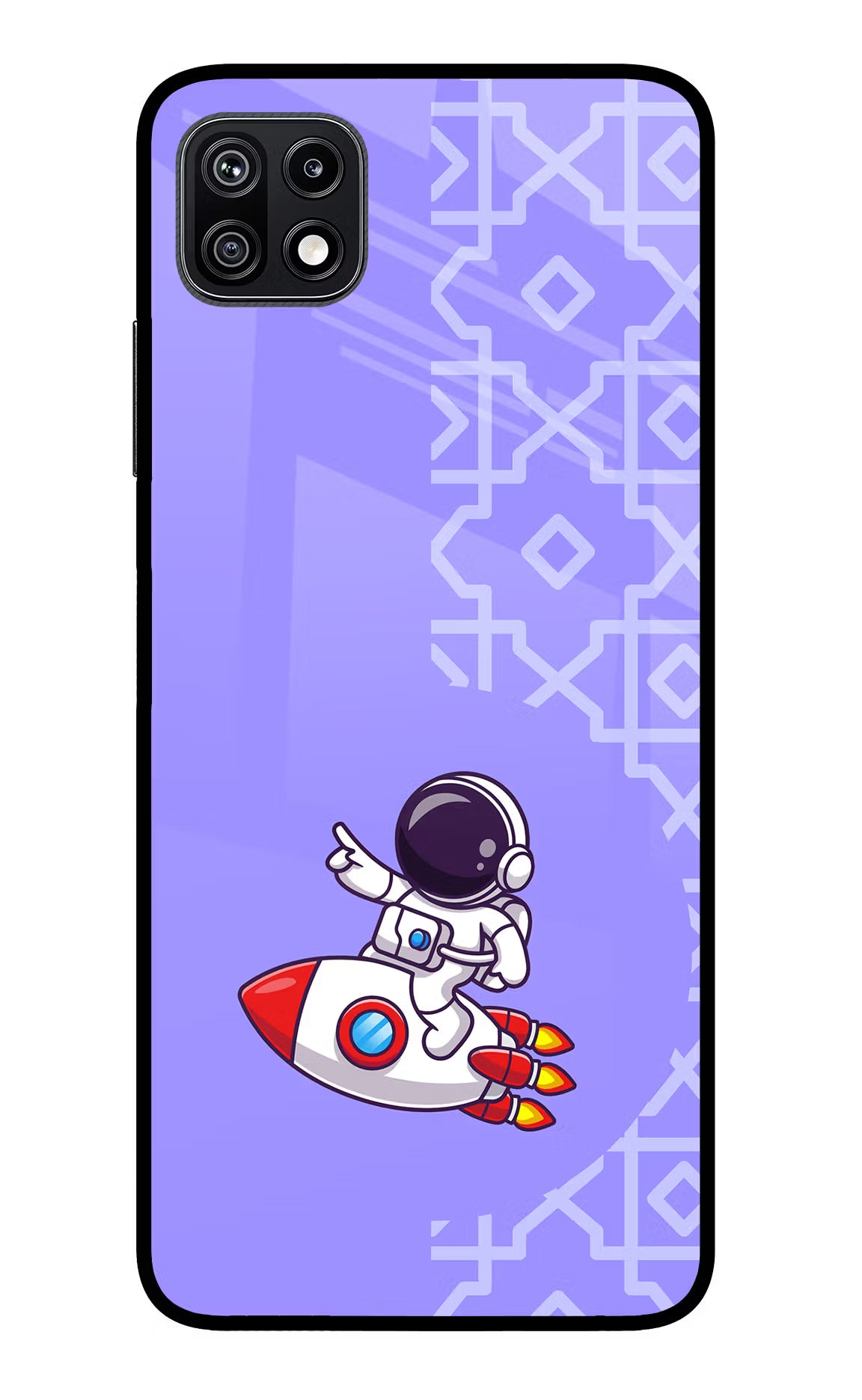 Cute Astronaut Samsung F42 5G Glass Case Back Cover by Casekaro