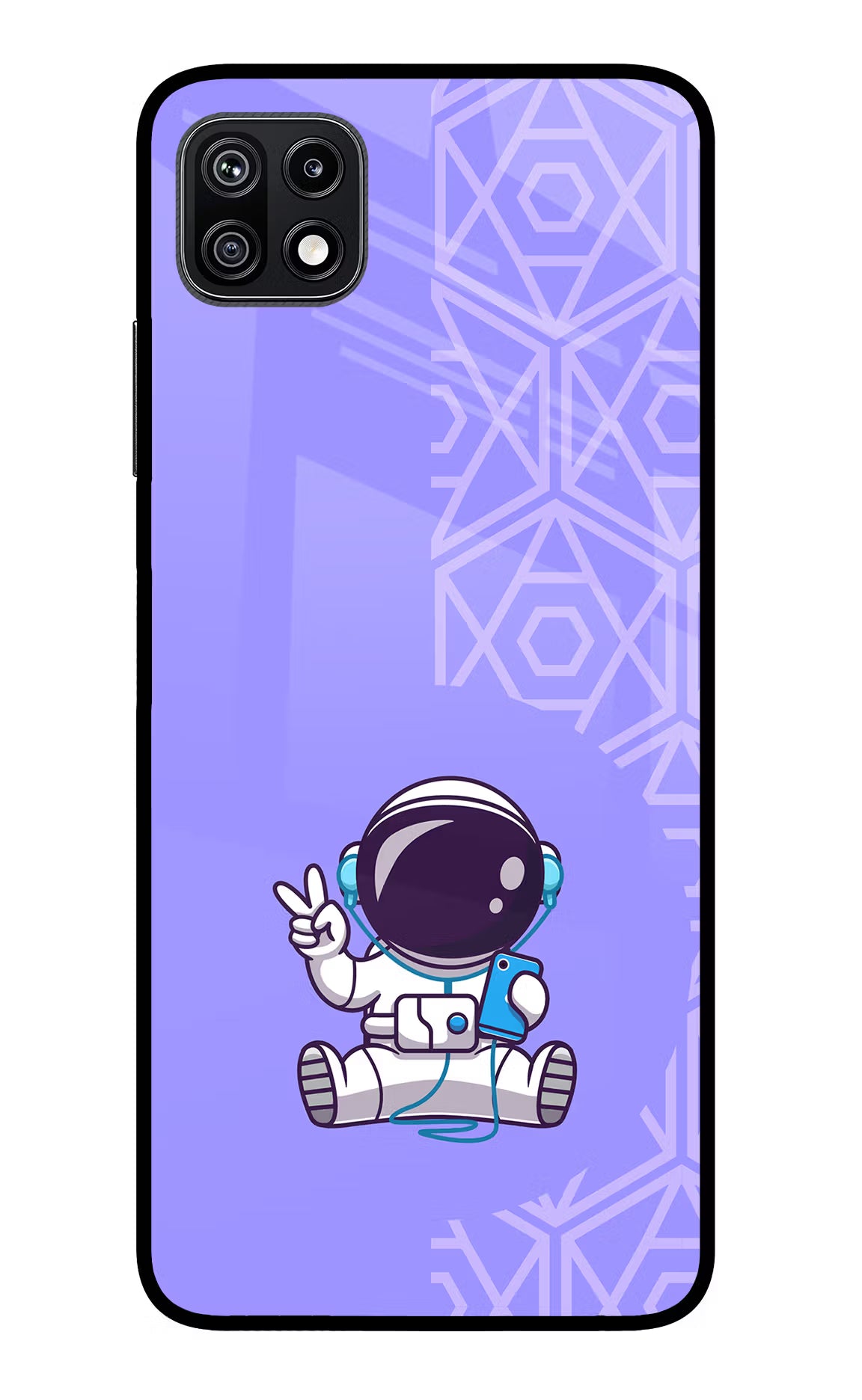Cute Astronaut Chilling Samsung F42 5G Glass Case Back Cover by Casekaro