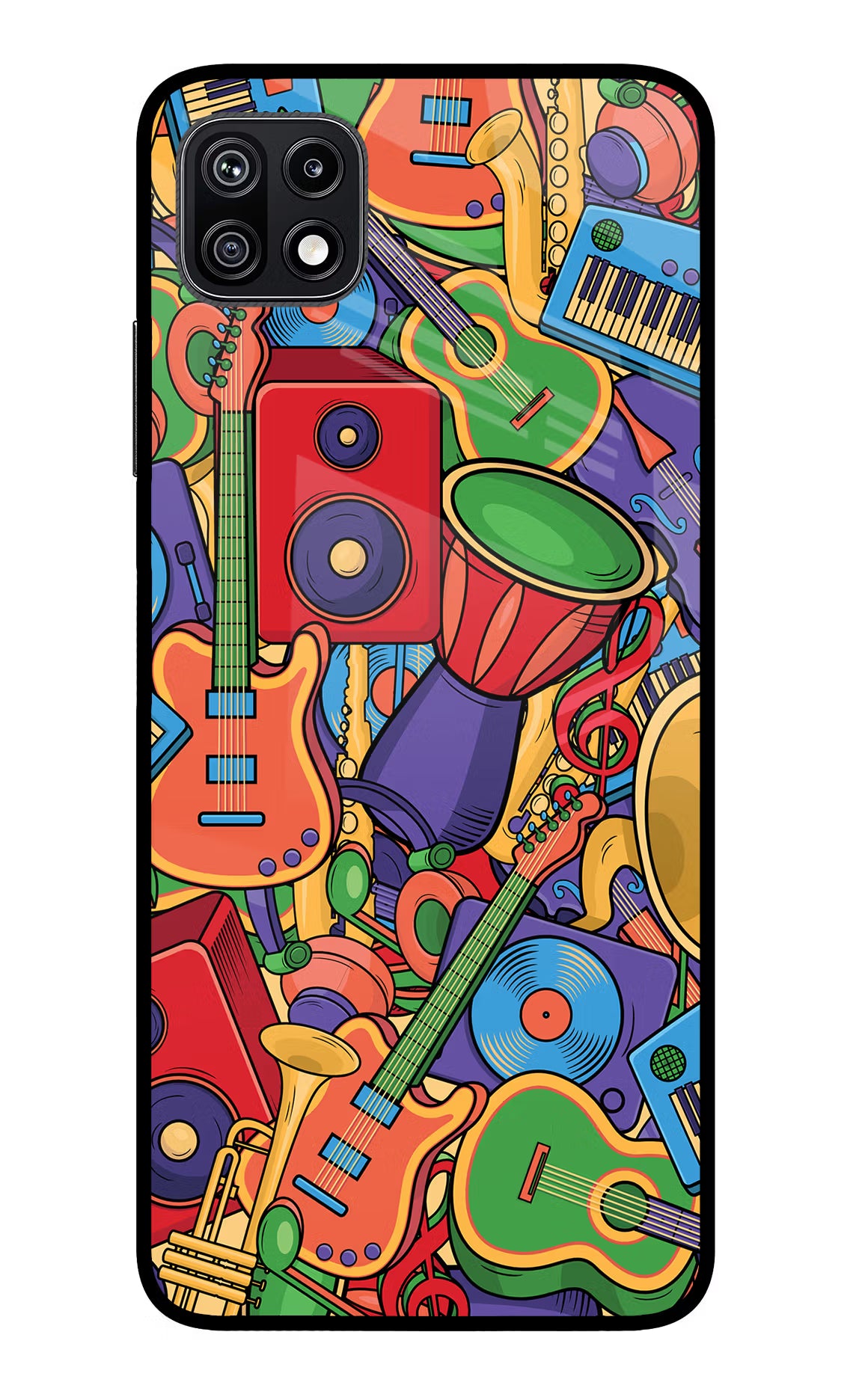 Music Instrument Doodle Samsung F42 5G Glass Case Back Cover by Casekaro