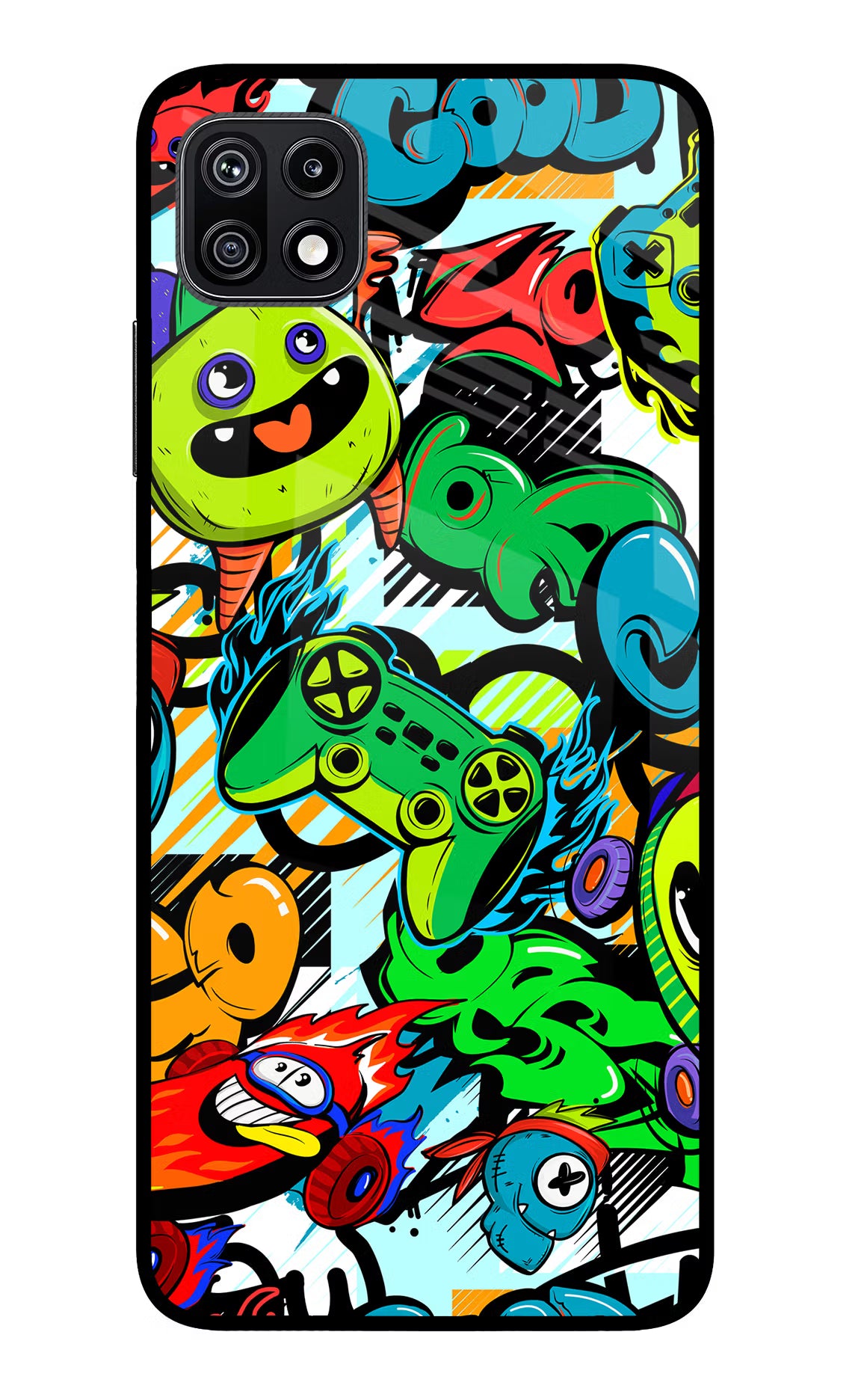 Game Doodle Samsung F42 5G Glass Case Back Cover by Casekaro