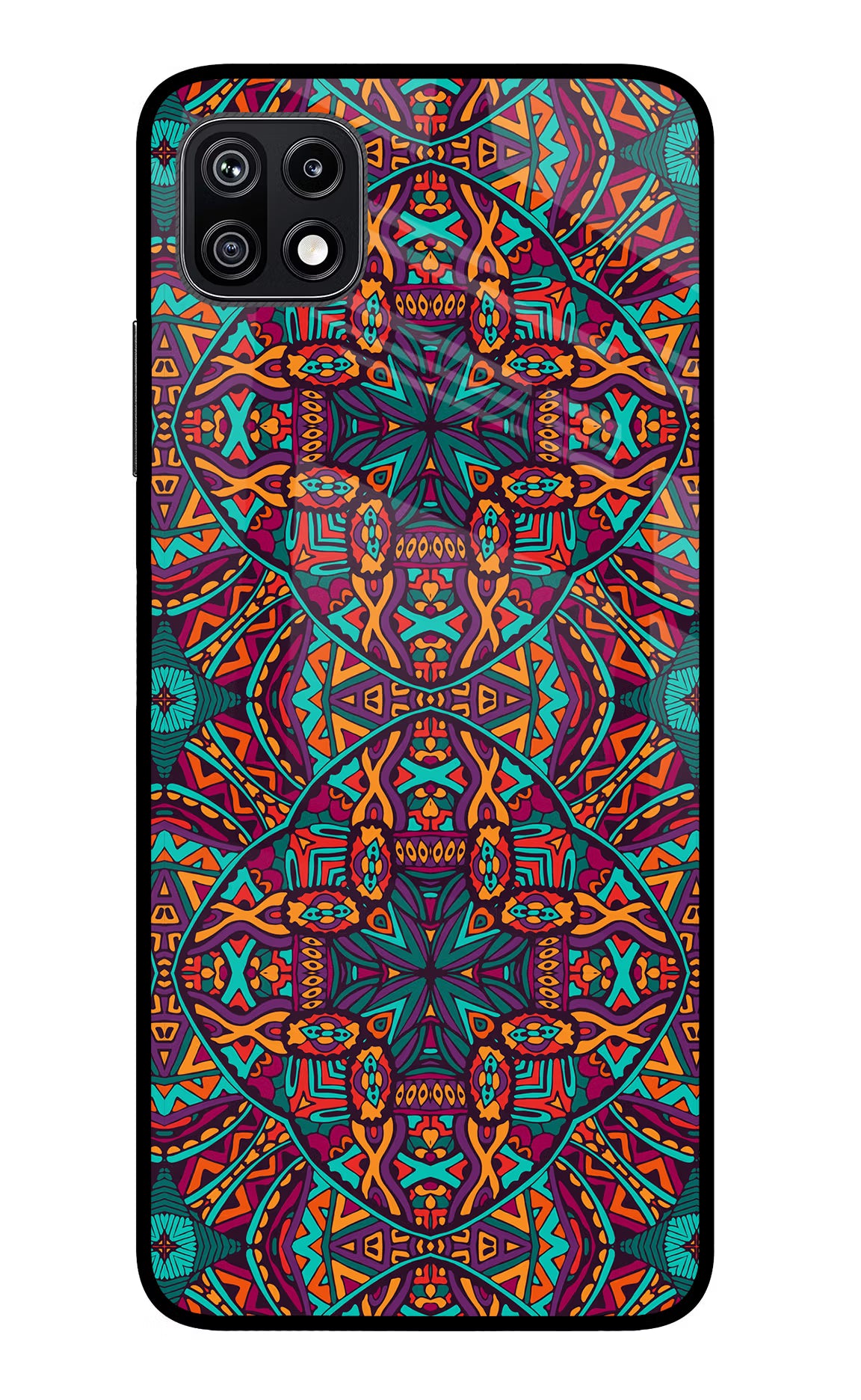 Colour Mandala Samsung F42 5G Glass Case Back Cover by Casekaro
