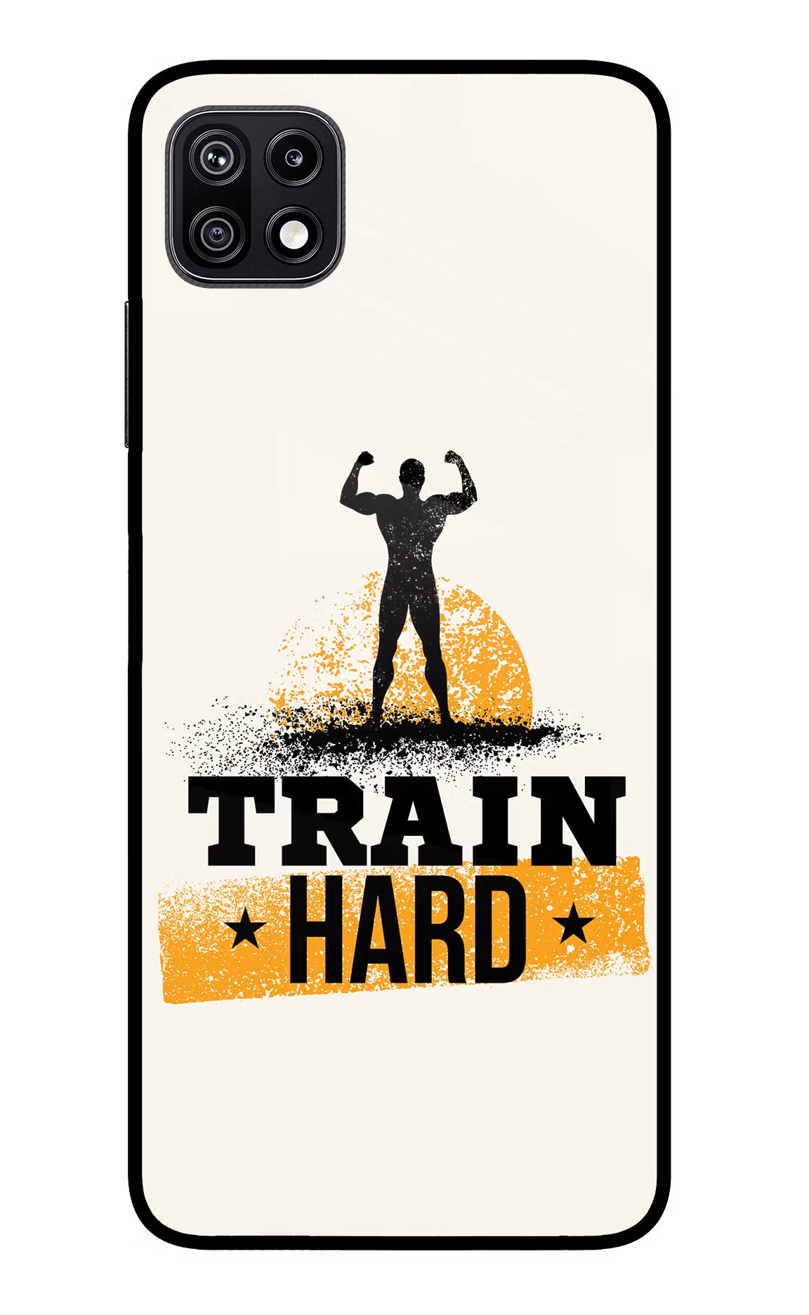 Train Hard Samsung F42 5G Glass Case Back Cover by Casekaro