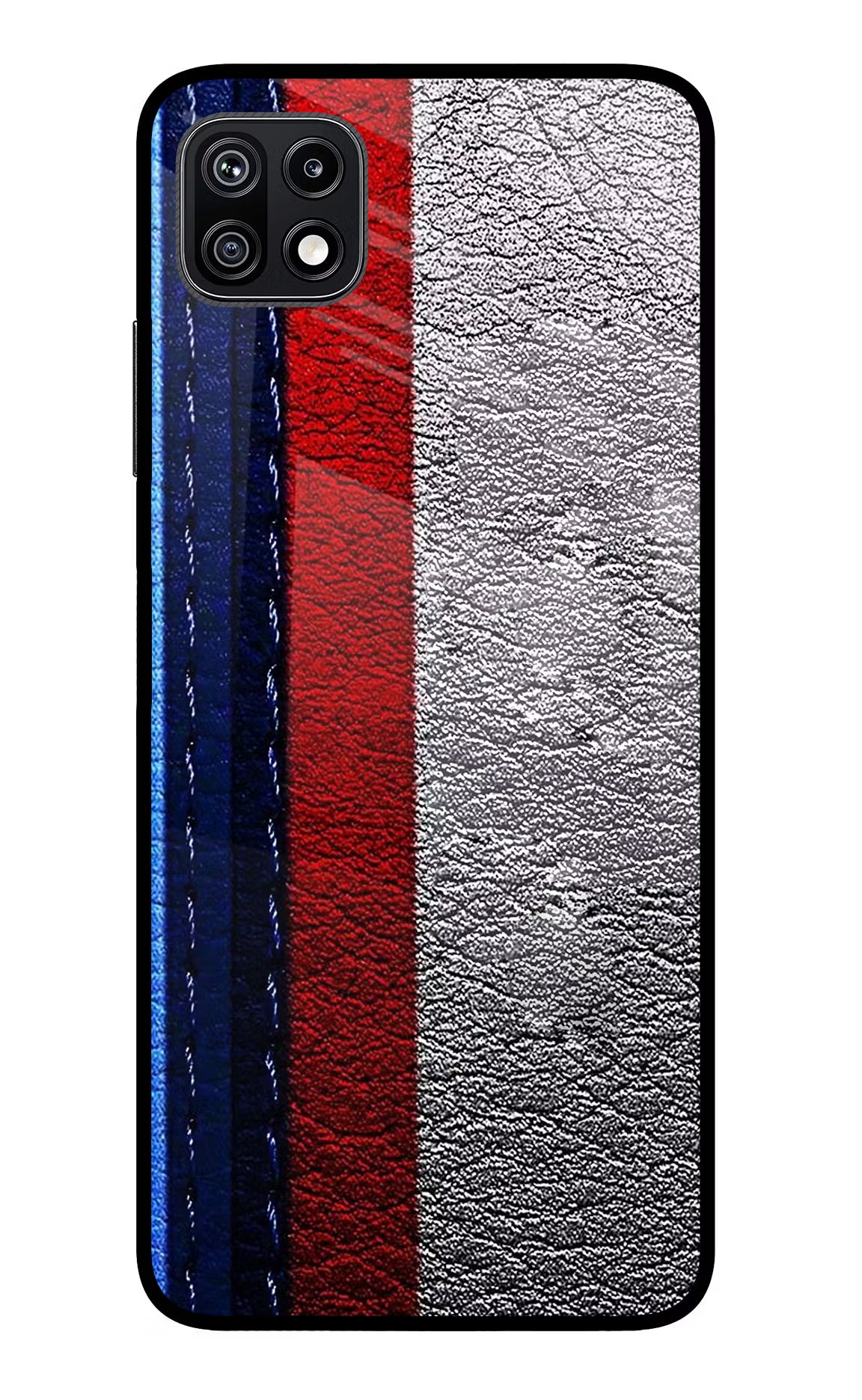 BMW Stripes Samsung F42 5G Glass Case Back Cover by Casekaro