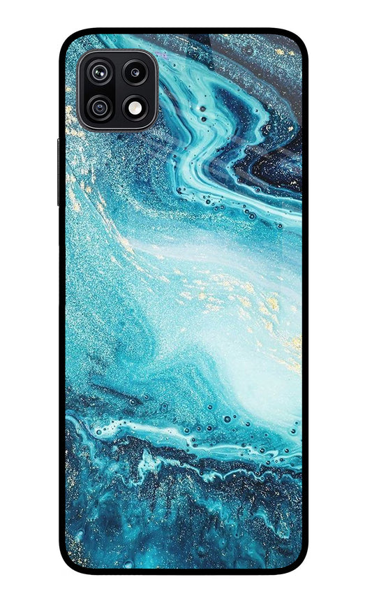 Blue Glitter Marble Samsung F42 5G Glass Case
