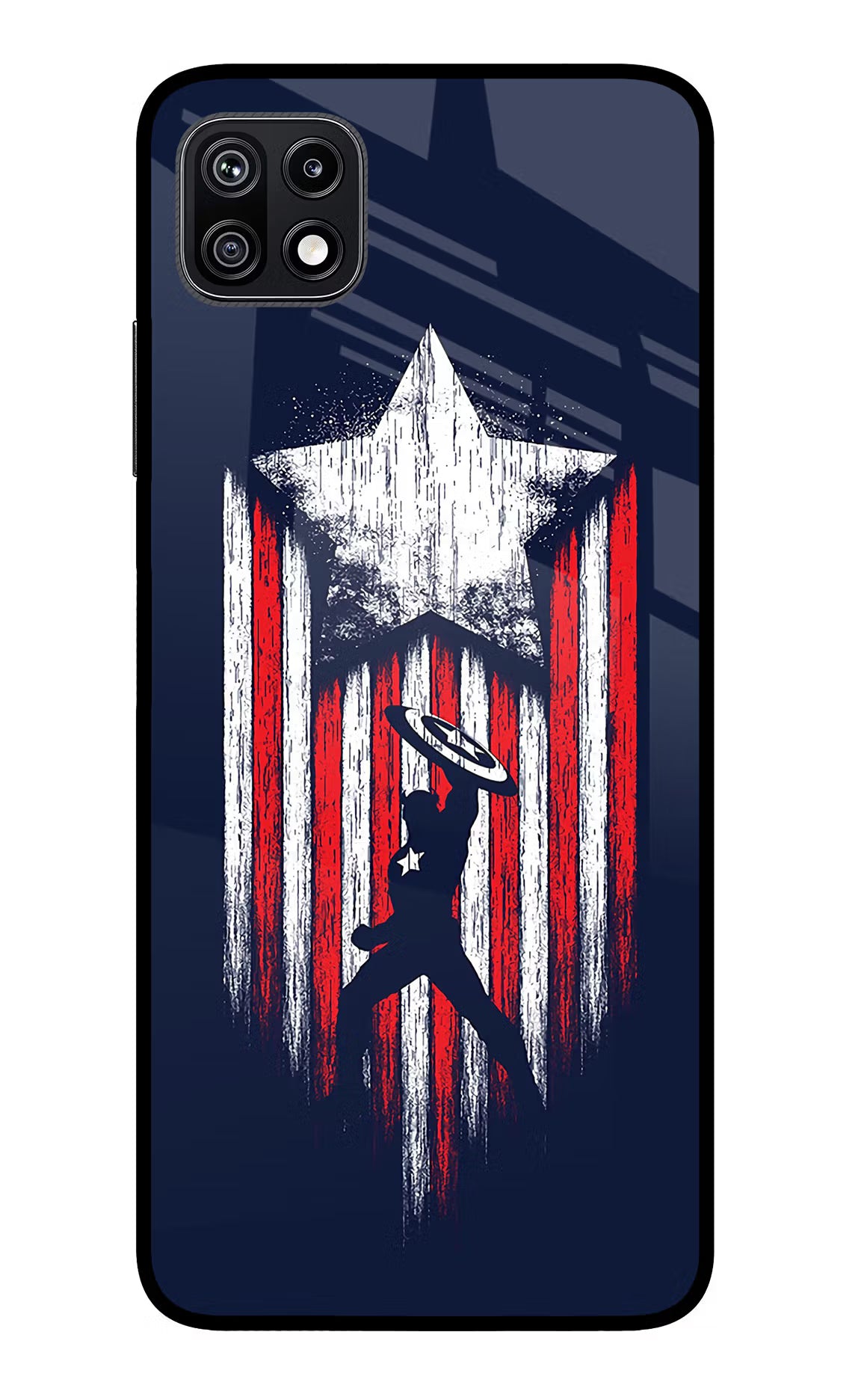 Captain America Marvel Art Samsung F42 5G Glass Case Back Cover by Casekaro