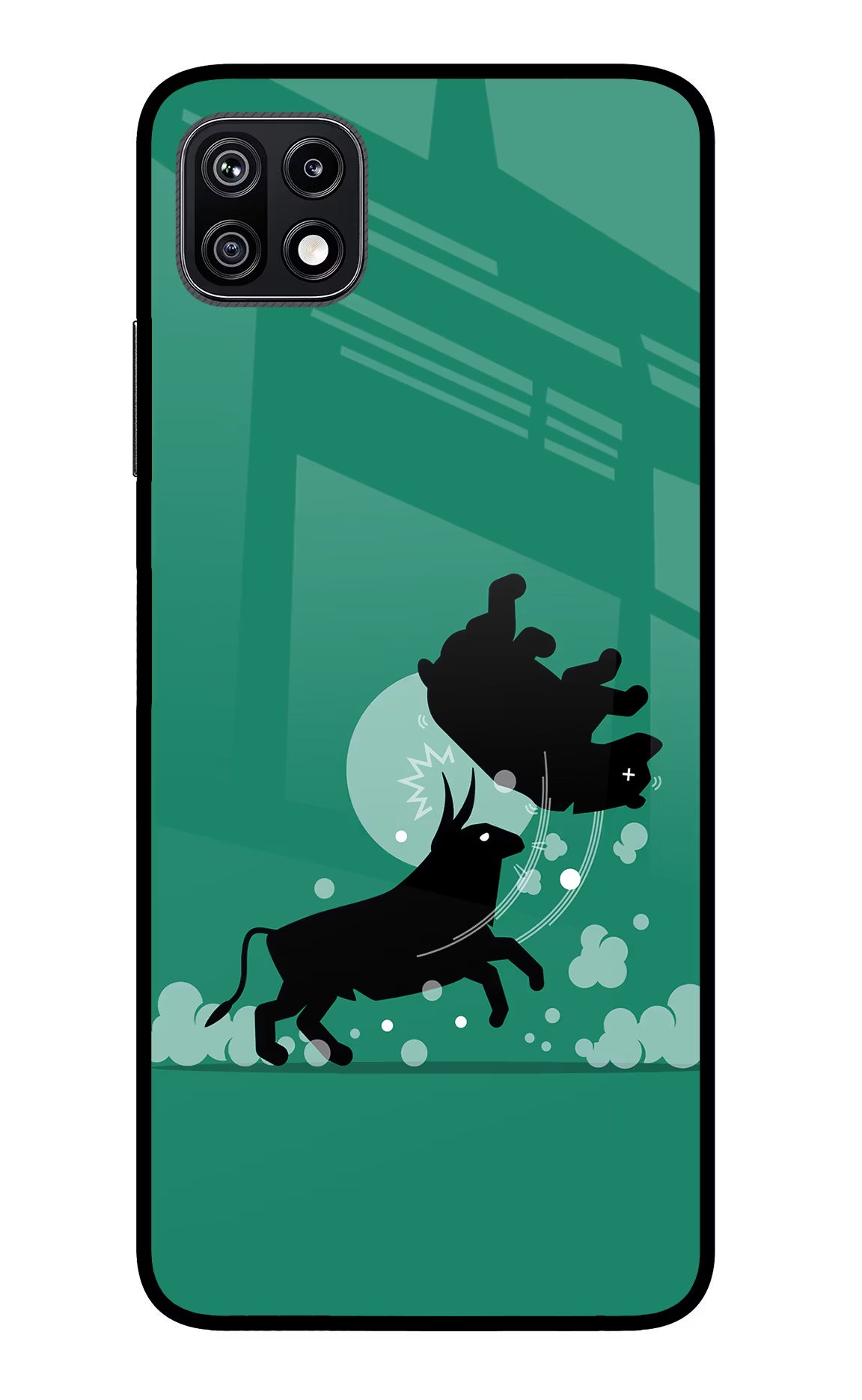 Bull Conqueror Samsung F42 5G Glass Case Back Cover by Casekaro