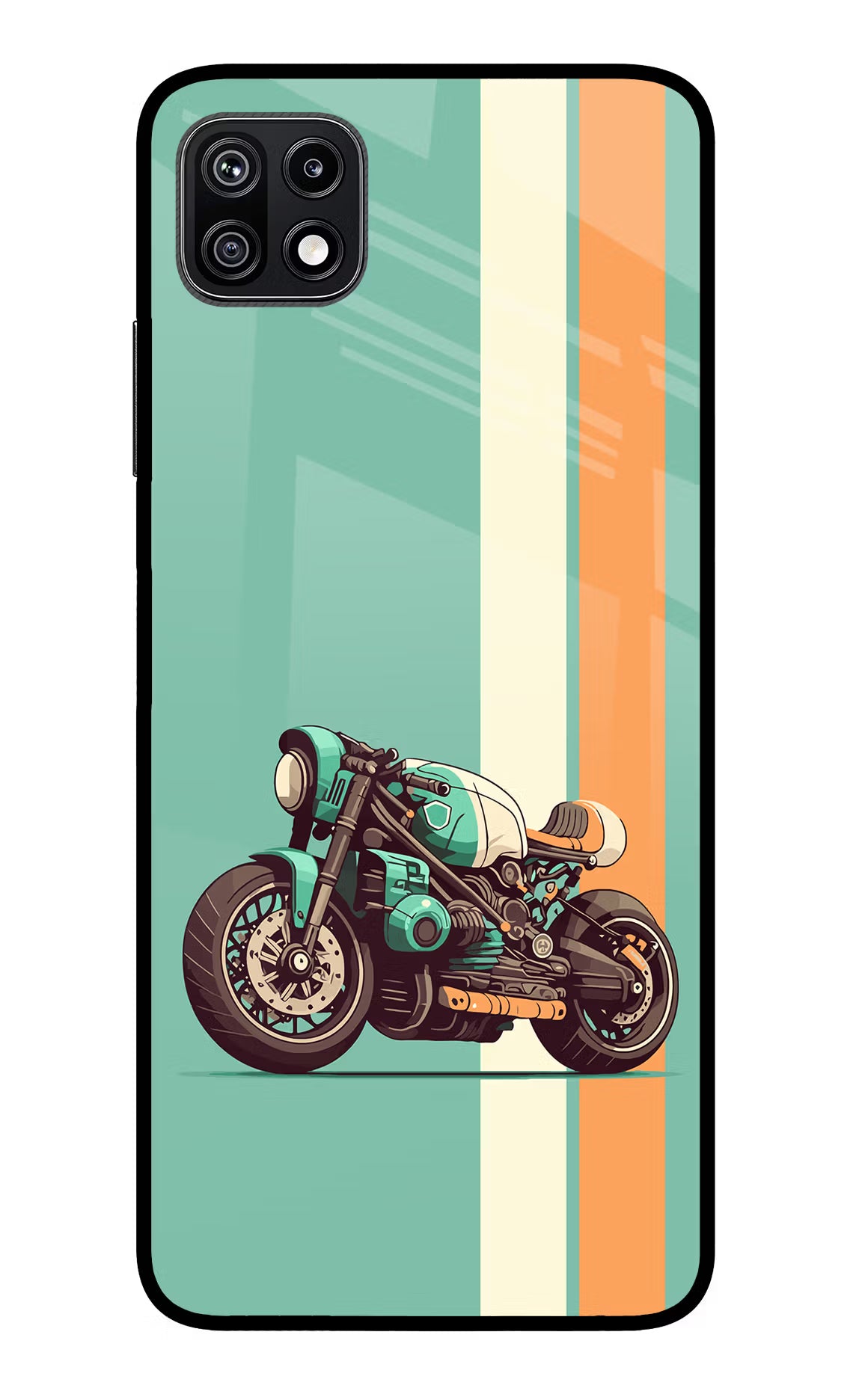 Striped Moto Drift Samsung F42 5G Glass Case