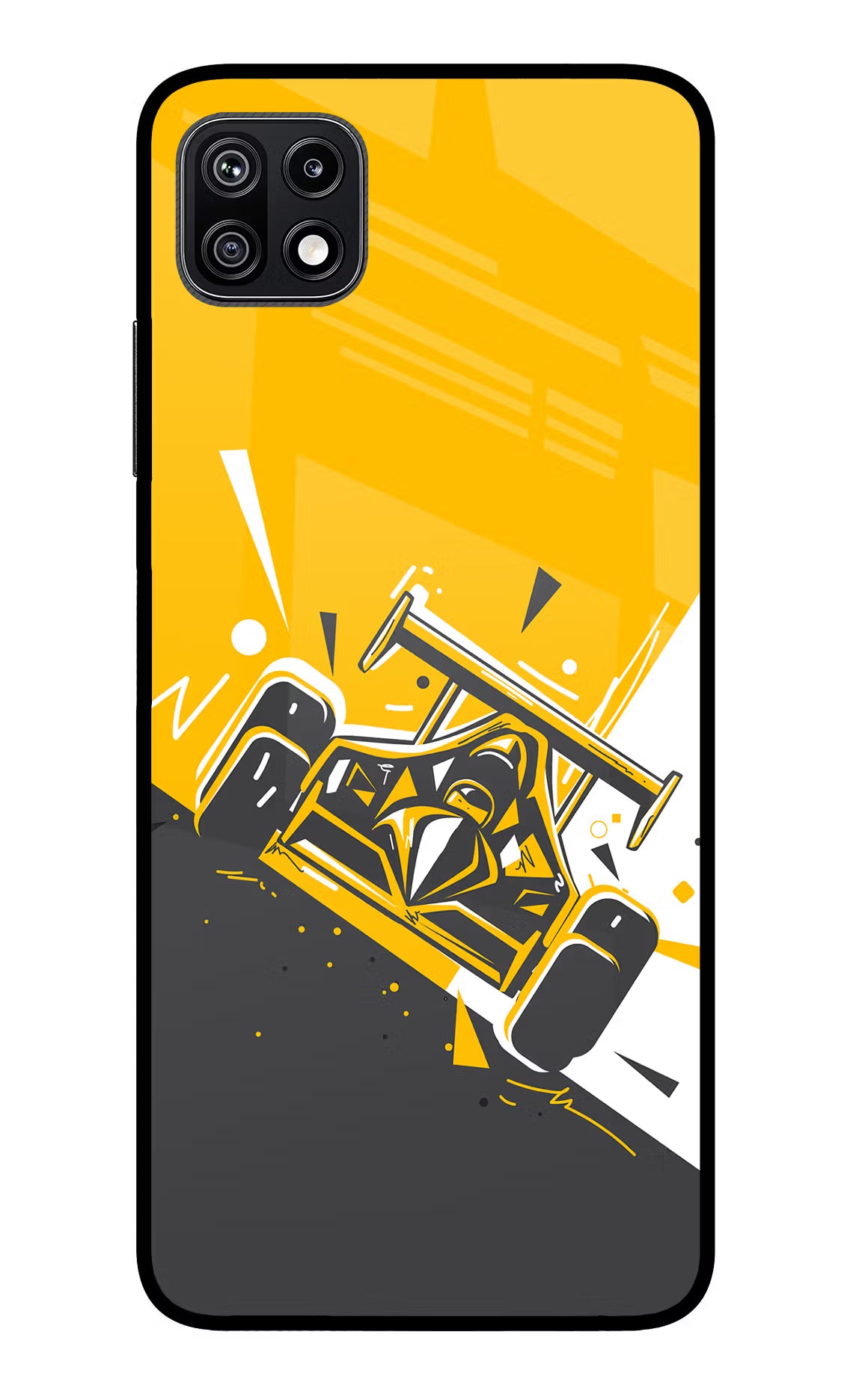 Track King Samsung F42 5G Glass Case Back Cover by Casekaro