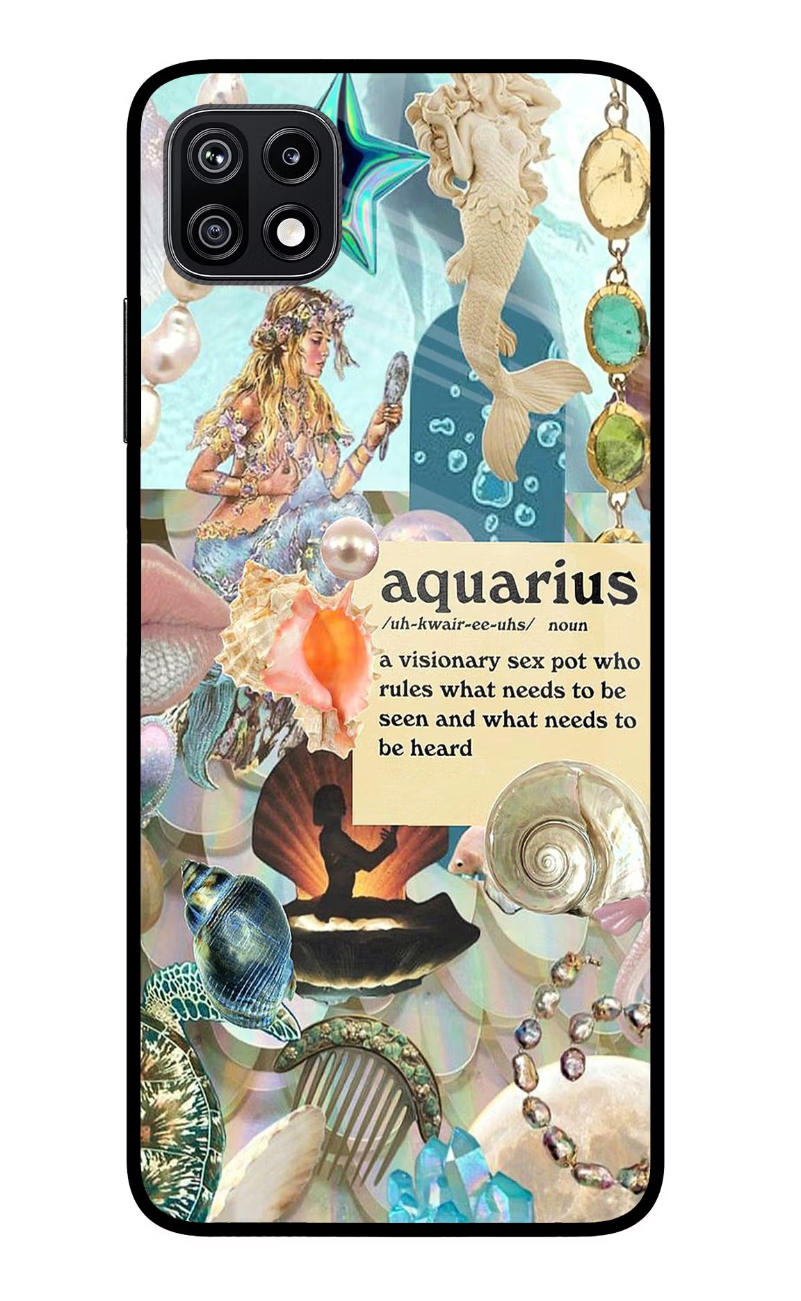 Aquarius Zodiac Samsung F42 5G Glass Case Back Cover by Casekaro