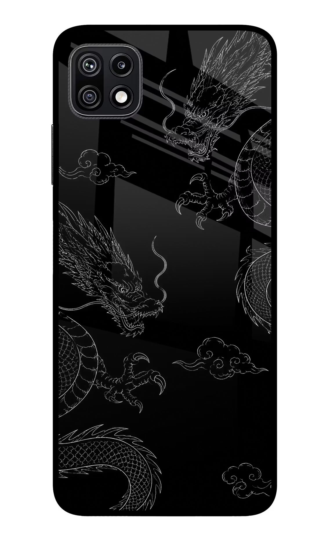 Twin Dragons Samsung F42 5G Glass Case Back Cover by Casekaro