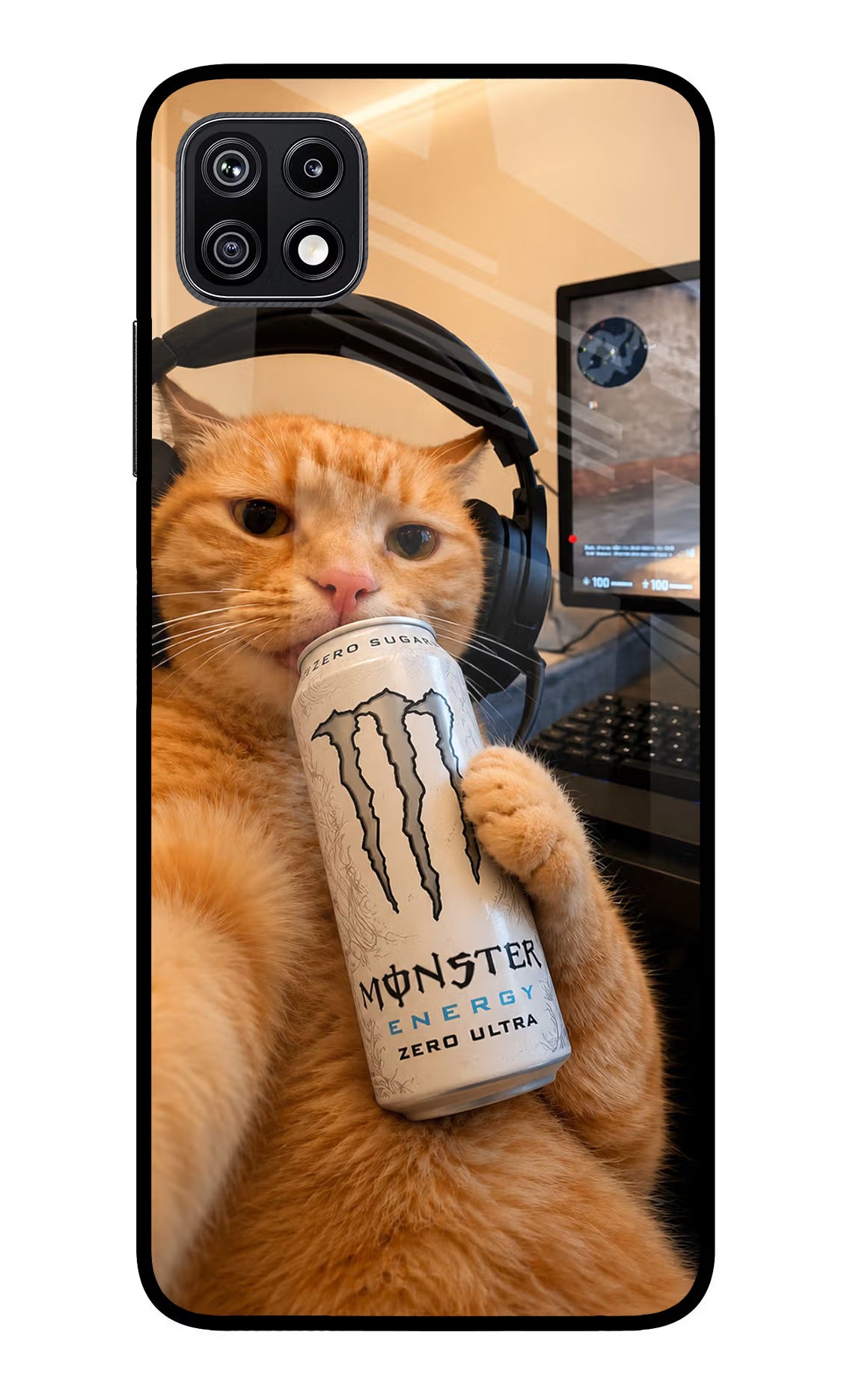 Gamer Cat Energy Samsung F42 5G Glass Case