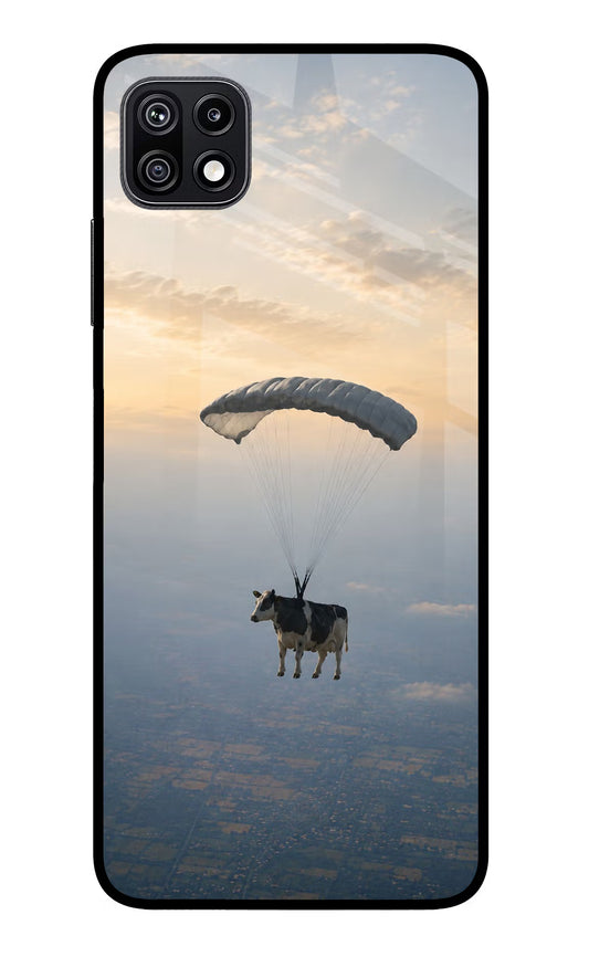 Skydiving Cow Samsung F42 5G Glass Case