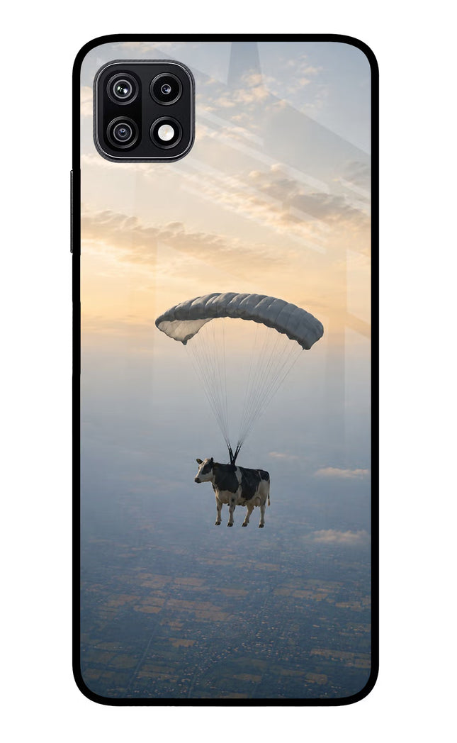 Skydiving Cow Samsung F42 5G Glass Case