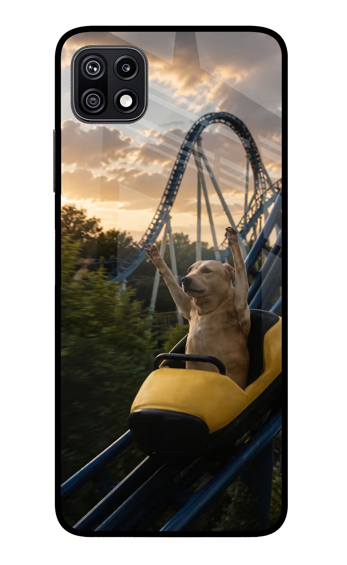 Rollercoaster Dog Samsung F42 5G Glass Case
