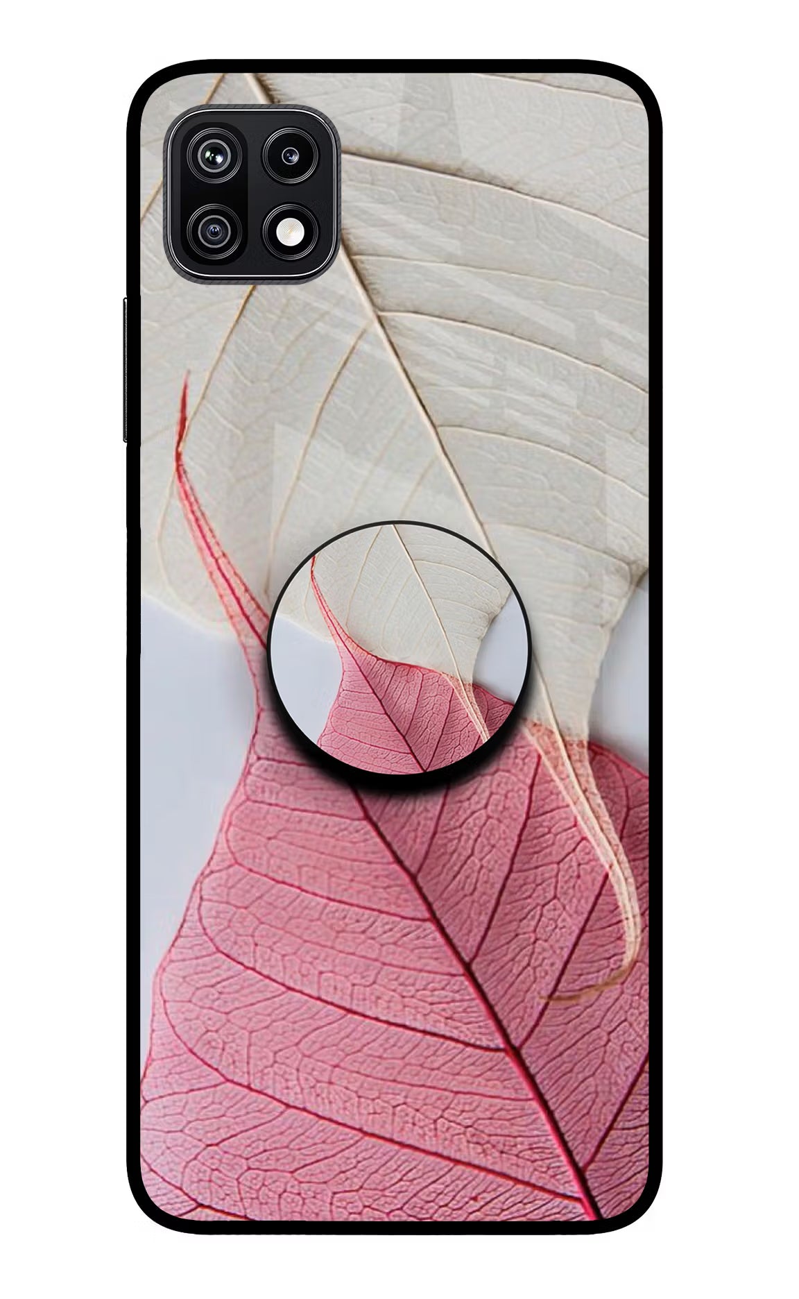 White Pink Leaf Samsung F42 5G Pop Case by Casekaro