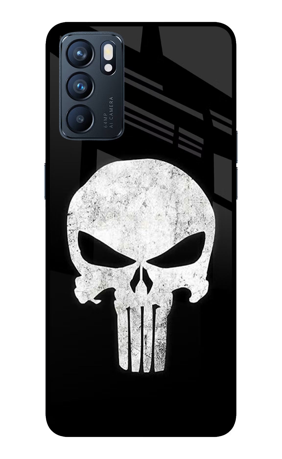 Punisher Skull Oppo Reno6 5G Glass Case Back Cover by Casekaro