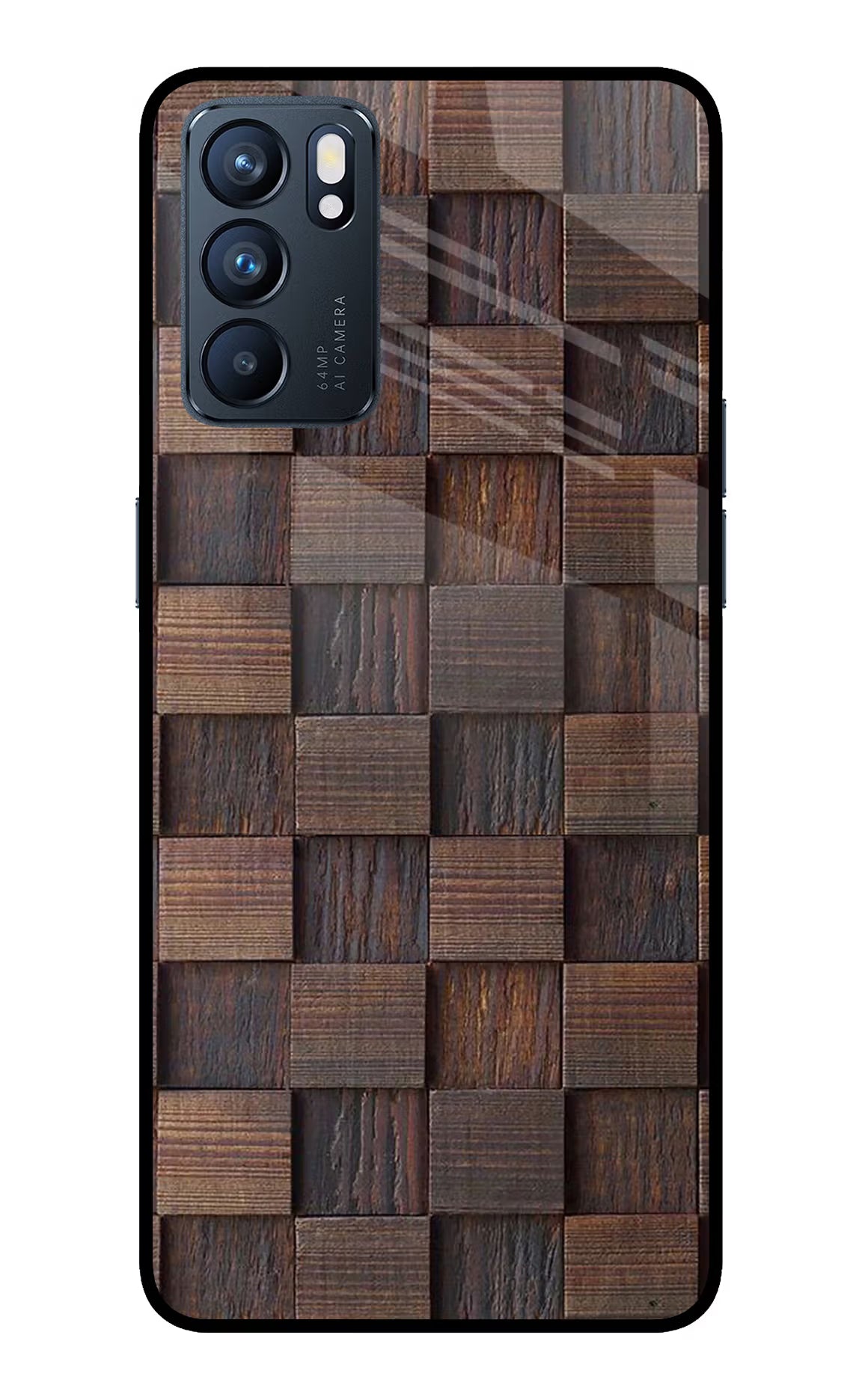 Wooden Cube Design Oppo Reno6 5G Glass Case Back Cover by Casekaro