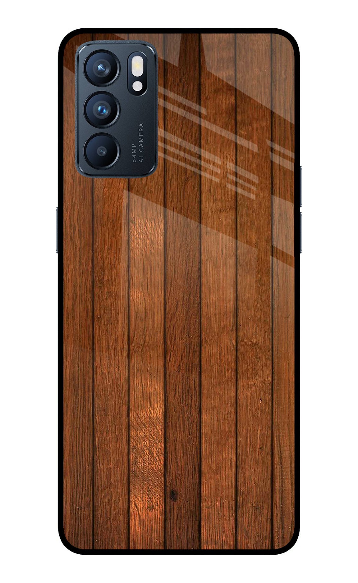 Wooden Artwork Bands Oppo Reno6 5G Glass Case