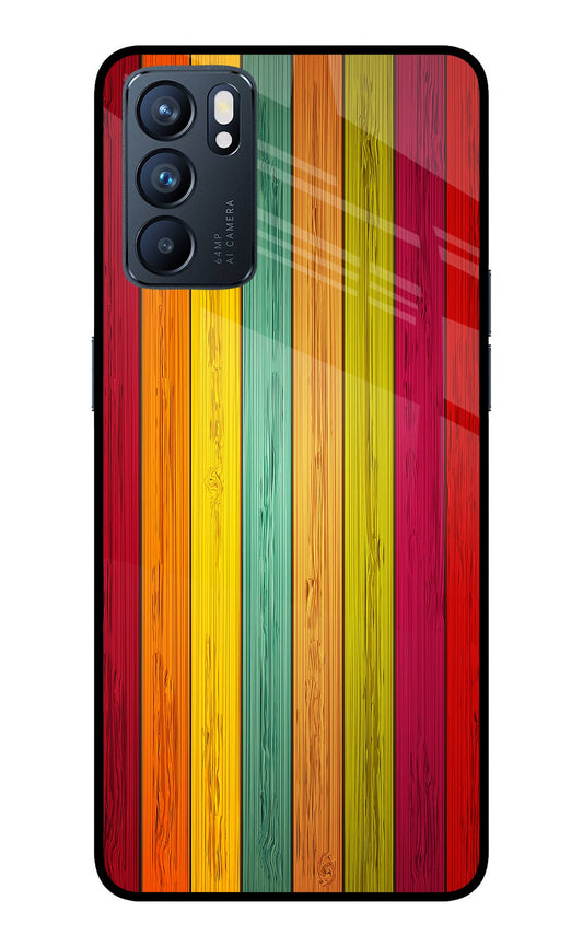 Multicolor Wooden Oppo Reno6 5G Glass Case
