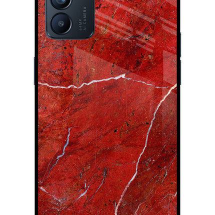 Red Marble Design Oppo Reno6 5G Glass Case Back Cover by Casekaro