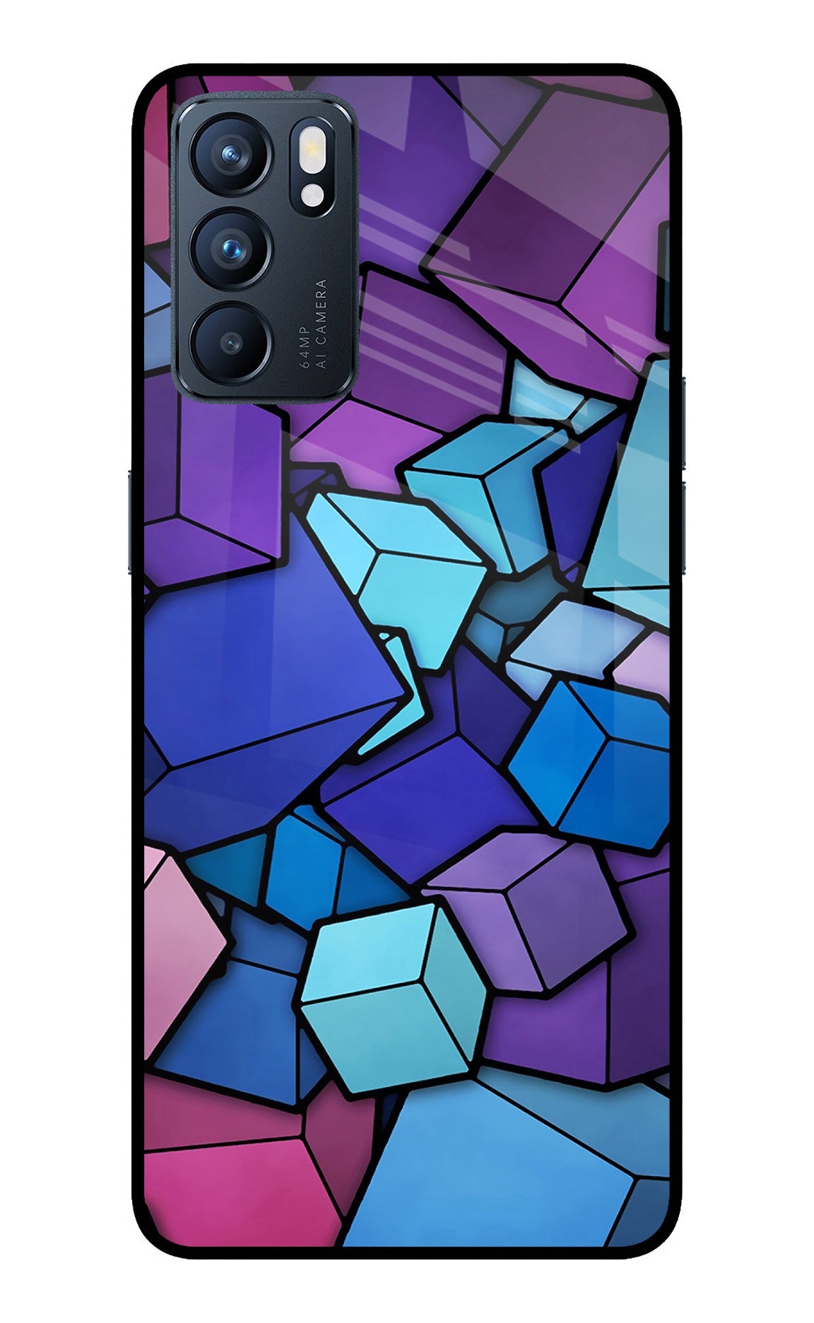 Cubic Abstract Oppo Reno6 5G Glass Case