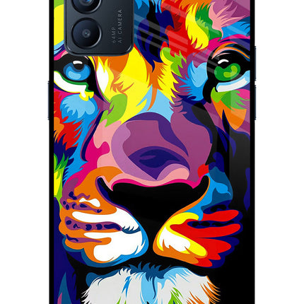 Lion Oppo Reno6 5G Glass Case Back Cover by Casekaro
