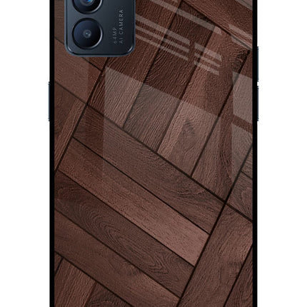 Wooden Texture Design Oppo Reno6 5G Glass Case Back Cover by Casekaro