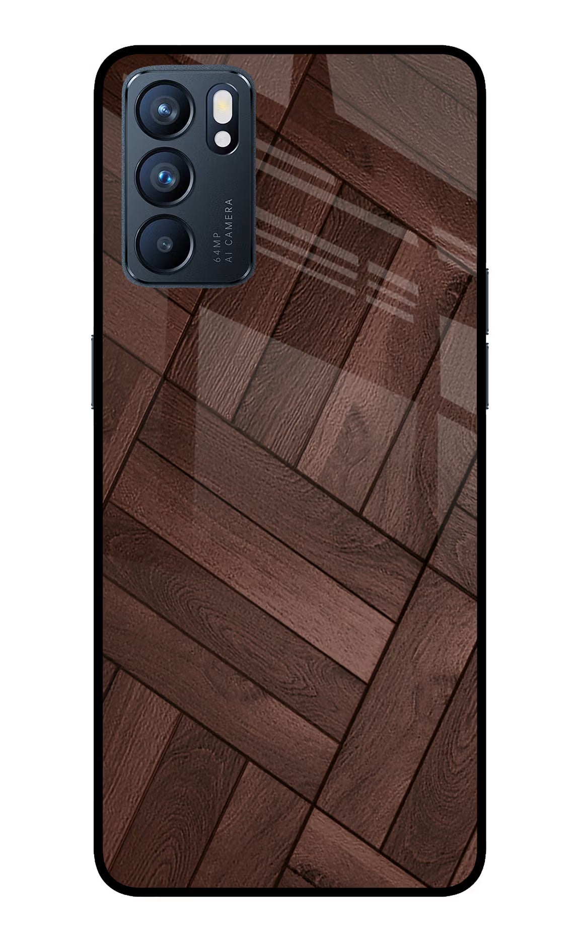Wooden Texture Design Oppo Reno6 5G Glass Case Back Cover by Casekaro