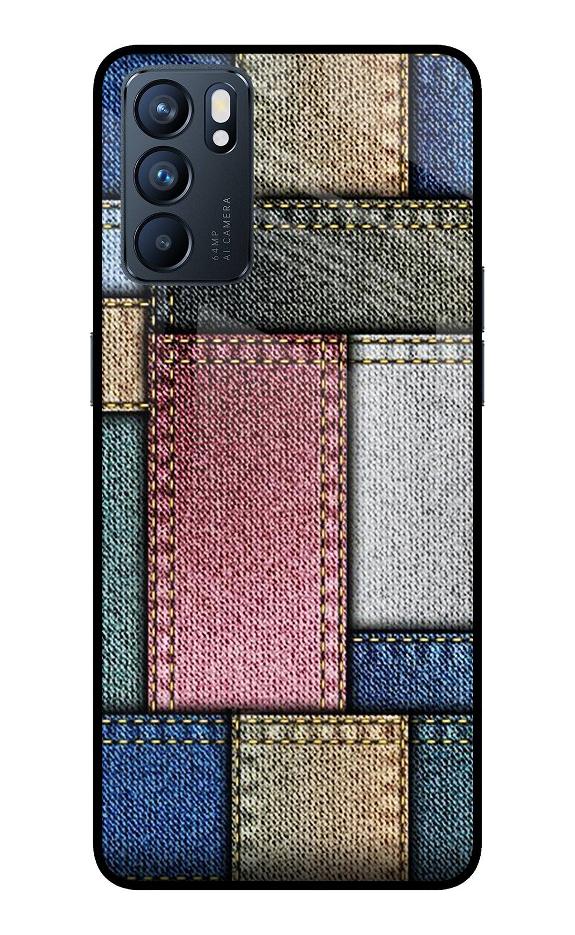 Multicolor Jeans Oppo Reno6 5G Glass Case