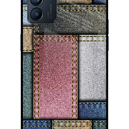 Multicolor Jeans Oppo Reno6 5G Glass Case Back Cover by Casekaro