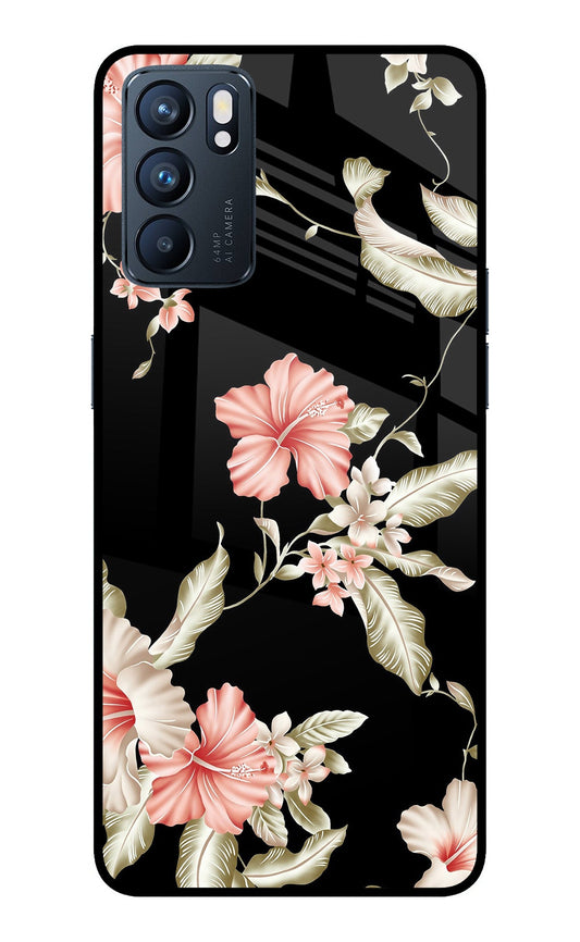 Flowers Oppo Reno6 5G Glass Case