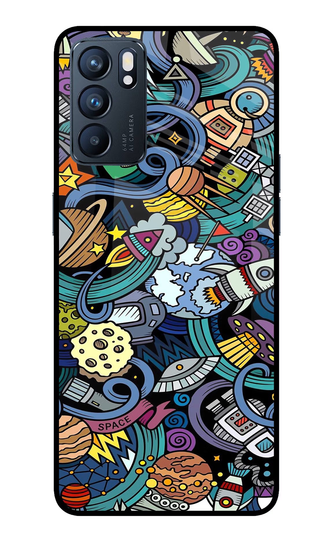 Space Abstract Oppo Reno6 5G Glass Case Back Cover by Casekaro