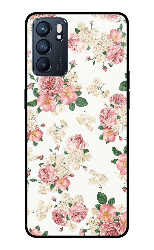 Flowers Oppo Reno6 5G Glass Case