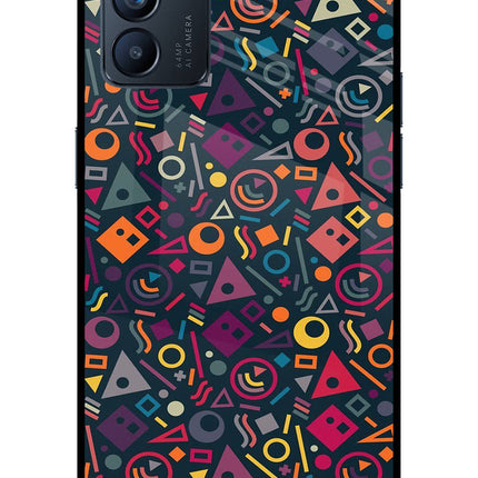 Geometric Abstract Oppo Reno6 5G Glass Case Back Cover by Casekaro
