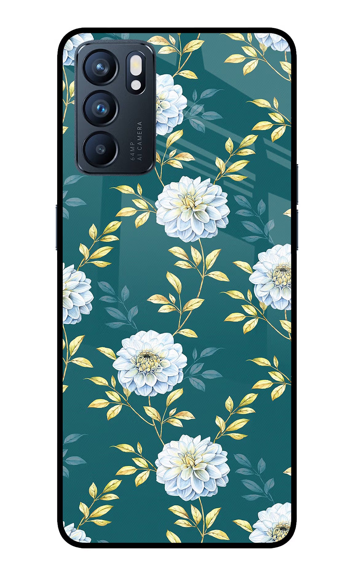 Flowers Oppo Reno6 5G Glass Case