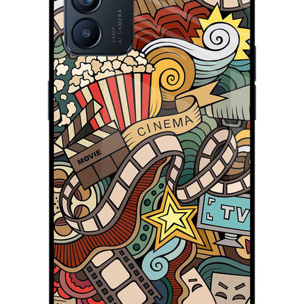 Cinema Abstract Oppo Reno6 5G Glass Case Back Cover by Casekaro